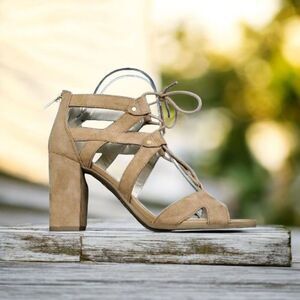 Circus by Sam Edelman Emilia Block Heel Lace-up Vegan Suede Sandal Size 9.5